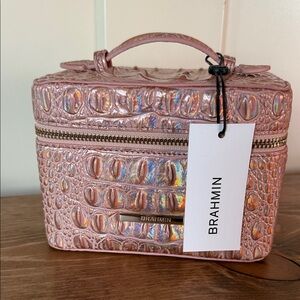 Brahmin Small Charmaine Train Case Rose Gold Melbourne Genuine Leather